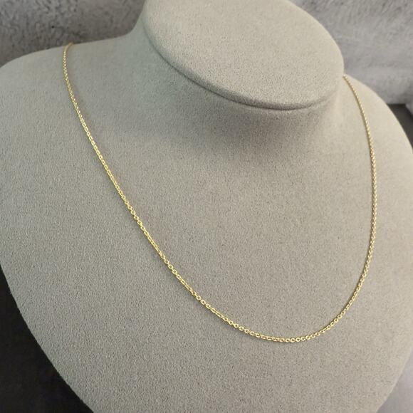 10K Yellow Gold Curb Link Chain 1mm Necklace 20in BSI, Italy ~ NEW - Picture 2 of 9